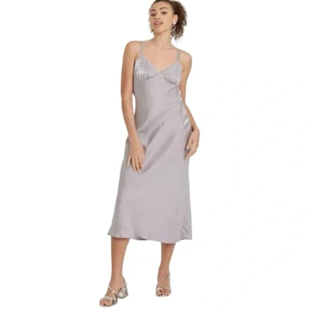 NWT Wild Fable Women's Size XL Iridescent Maxi Slip Dress Silver